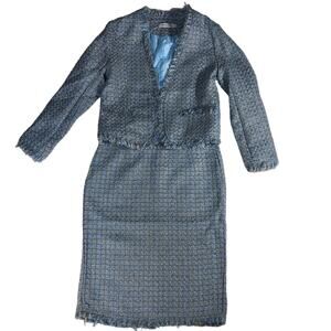 Medium Blue Tweed Two Piece Set by MissLook